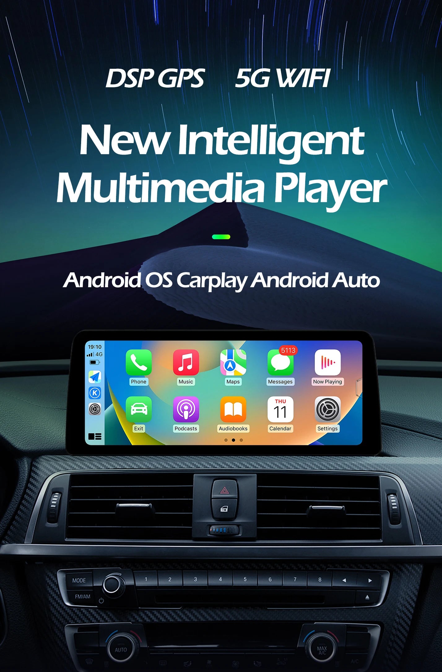 10.25 Inch For BMW X3 G01 X4 G02 2018 - 2019 Android 14 Touch Screen Car Carplay Monitors Stereo Speacker Multimedia Player