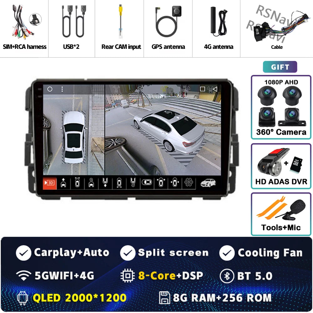 Android 14 Carplay Car Radio for Chevrolet Silverado Impala GMC Yukon Acadia Sierra Multimedia Video Player Navigation Stereo BT