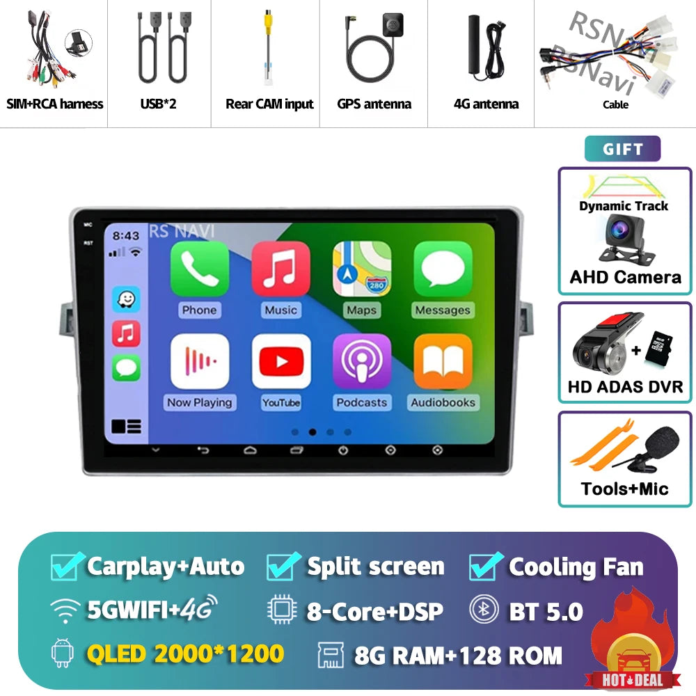 Android 14 Car radio Navigation Multimedia Player For Toyota Verso 2010 2011 2012 2013 2014 2015 2016 Carplay Auto Stereo video