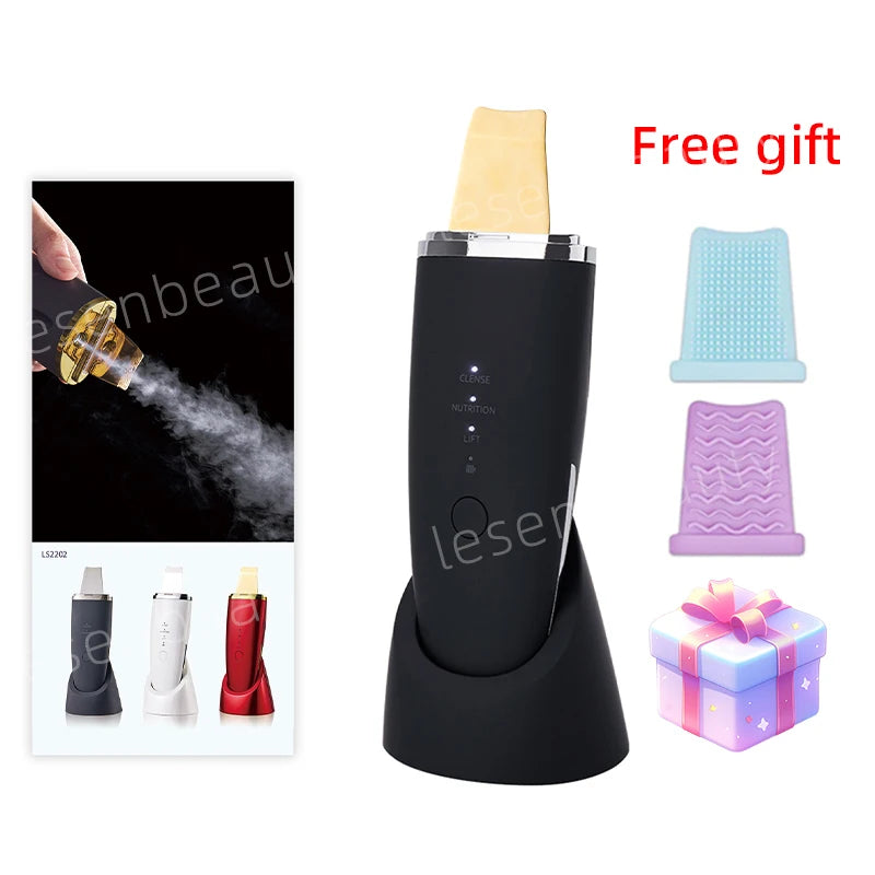 New Ultrasonic Skin Scrubber Vibration Face Spatula Blackhead Remover Shovel Clean Cavitation Peel