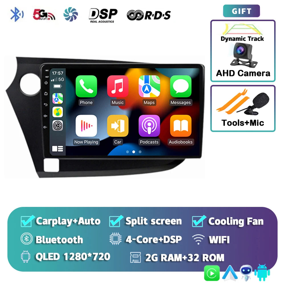 Android 14 Carplay Auto Car Radio Multimedia Player For HONDA INSIGHT 2009-2014 Navigation Autoradio GPS Stereo 2din Head Unit