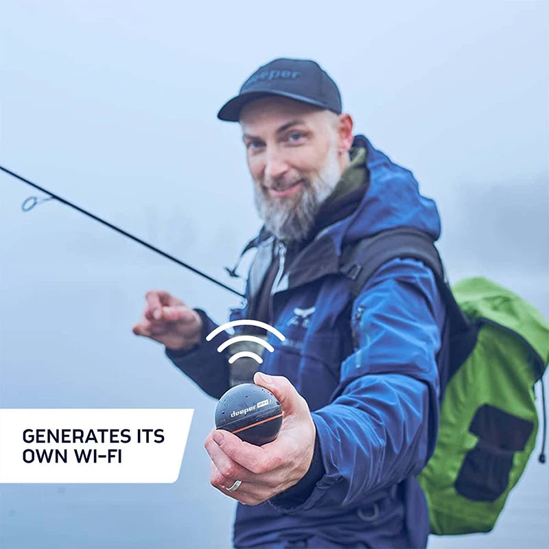 Deeper PRO Plus 2.0 Castable and Portable WiFi Fish Finder Depth Finder for Kayaks Boats on Shore Ice Fishing / Smart Sonar