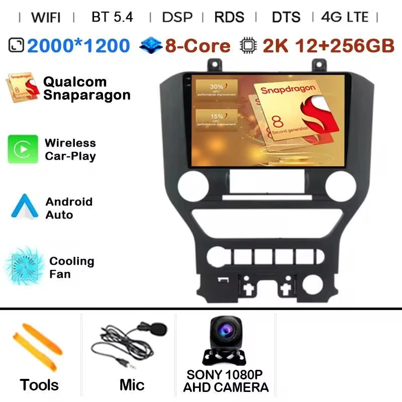 Android 14 9'' Car Radio For Ford Mustang 6 VI S550 2014 - 2021 Auto Carplay Multimedia Vedio player Navigation GPS 4G WIFI GPS