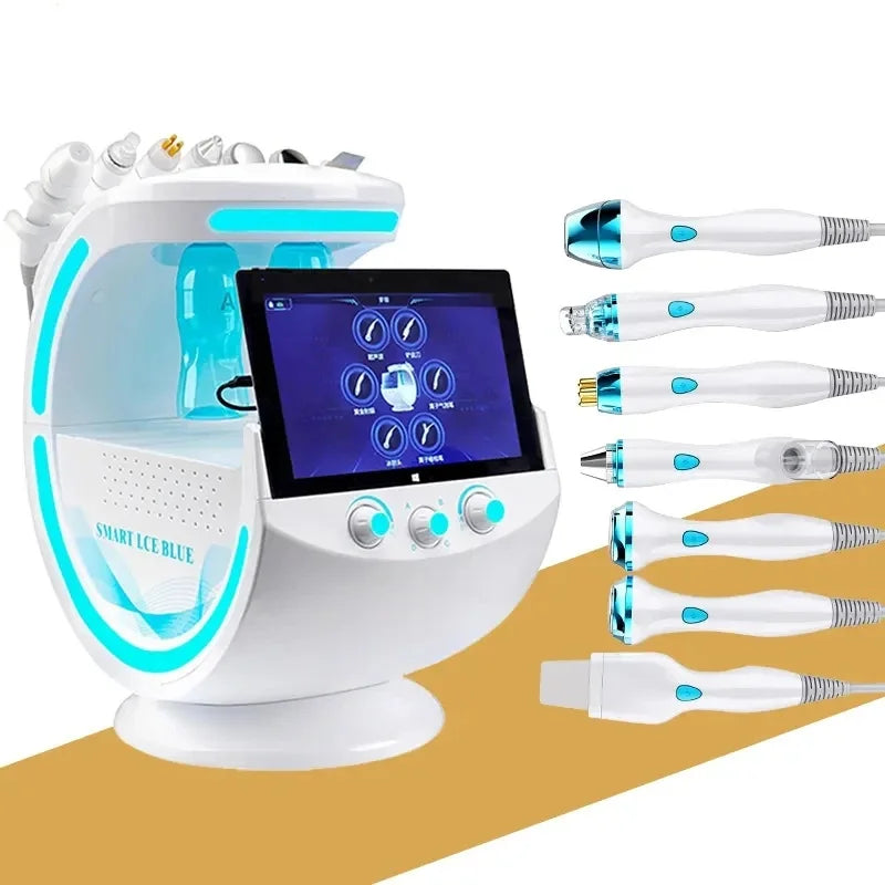 New 7 In 1 Smart Ice Blue Hydra Oxyge Dermabrasion Facial Mahcine Skin Cleaning Skin Analyzer Dermabrasion Facial Aquafacial