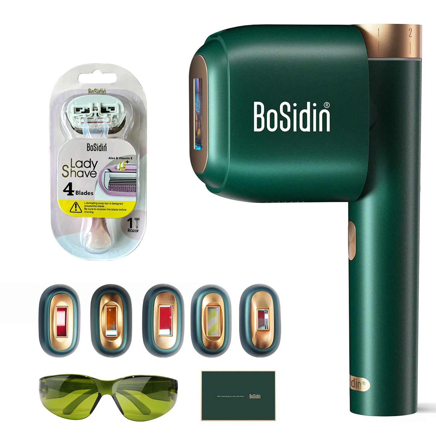 Bosidin Pro Ipl Hair Removal ABS Portable Machine With 5 Laser Head Unlimited Flashes Women Man Painless Laser Epilator For Body