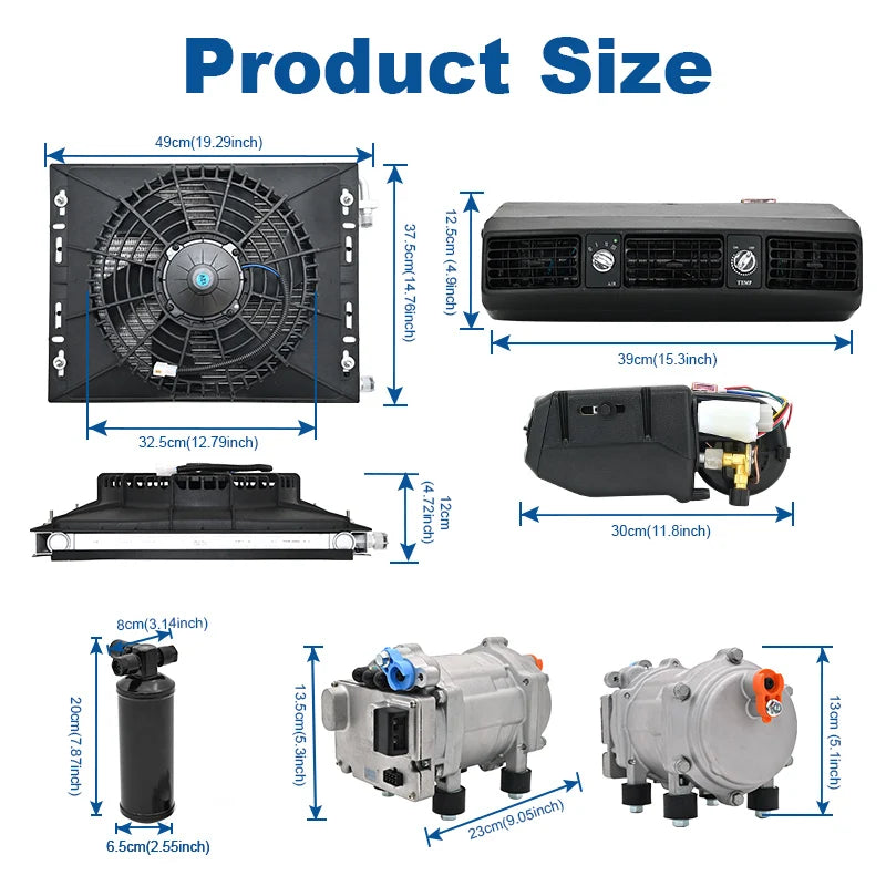 202 Universal Electric Compressor Car A/C 12V/24V Truck Air Conditioning Systems Air Conditioner Unit For Camper Van