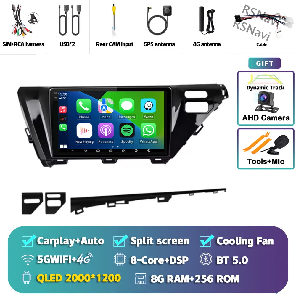 Android 14 Carplay Auto Car Radio For Toyota Camry 8 XV 70 2017 2018 2019 2020 Navigation Video Player Multimedia Stereo DSP GPS