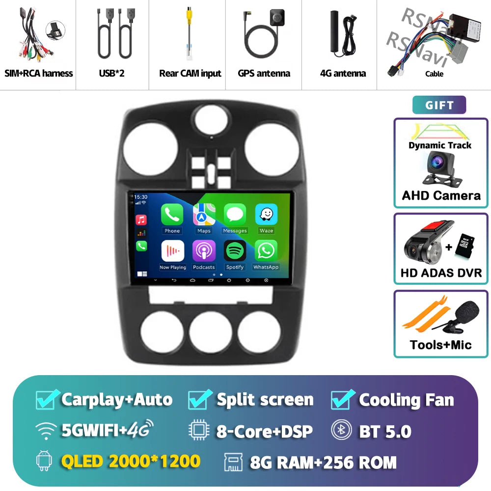 Android 14 Carplay For Chrysler PT Cruiser 2000-2010 2 Car Radio Multimedia Player Din GPS Navigation Autoradio Stereo Head Unit