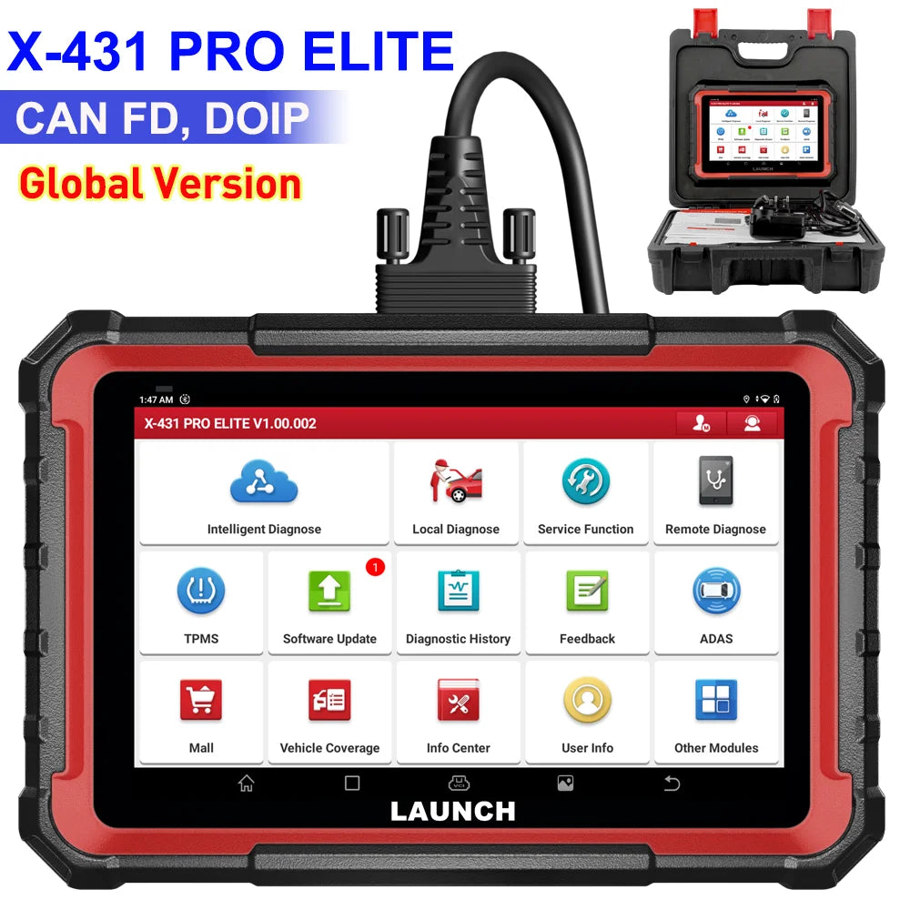 LAUNCH X431 PRO ELITE 8 inch CAN FD DOIP All system car diagnostic Tools ECU Coding Bi-directional 32 Resets OBD Scanner FCA SGW