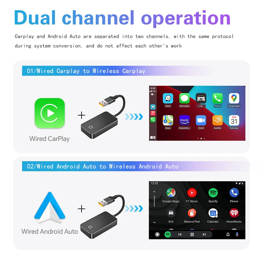 New MINI C3 plug and play wireless CarPlay Dongle Android AUTO Box Car Navigation Smart Car Machine interconnection BT WiFi