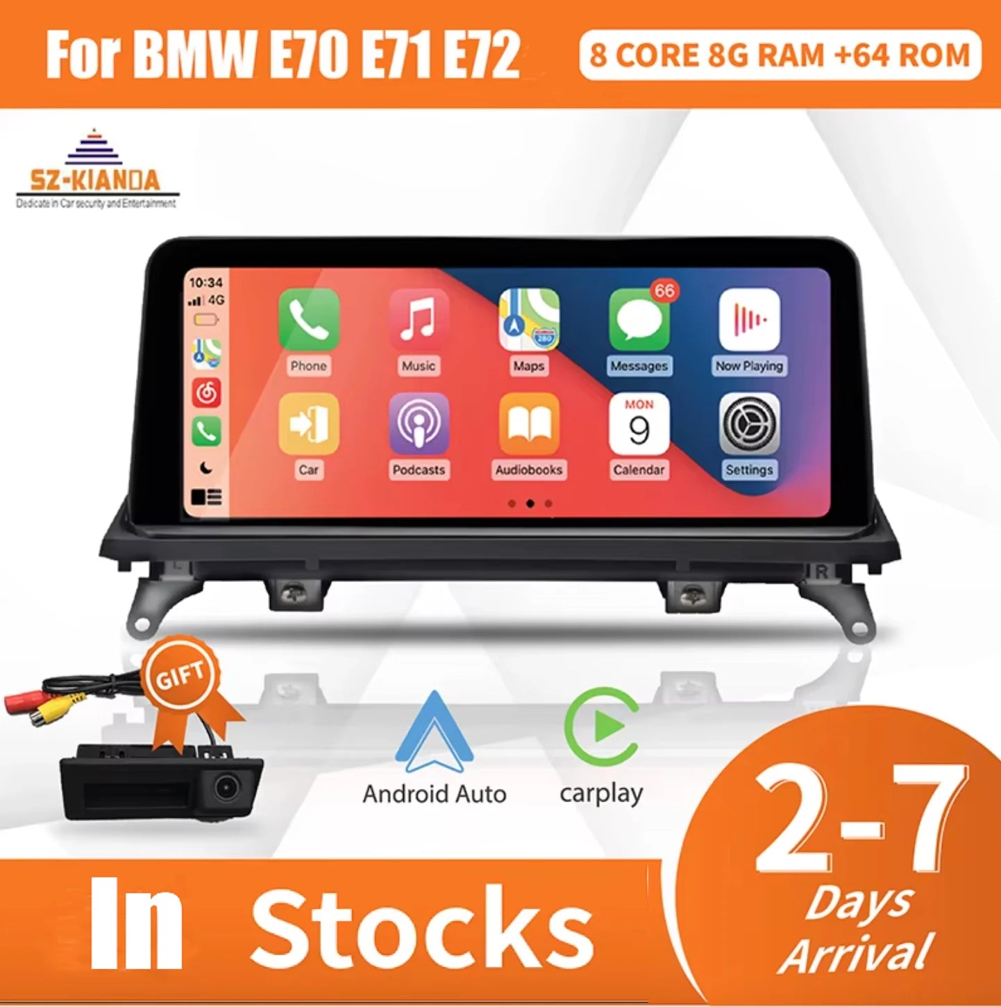 Wireless Carplay Android 14 Car Multimedia Screen for BMW X5 E70 X6 E71 E72 CCC CIC Android Auto Radio GPS 4G SIM Idrive Car PC
