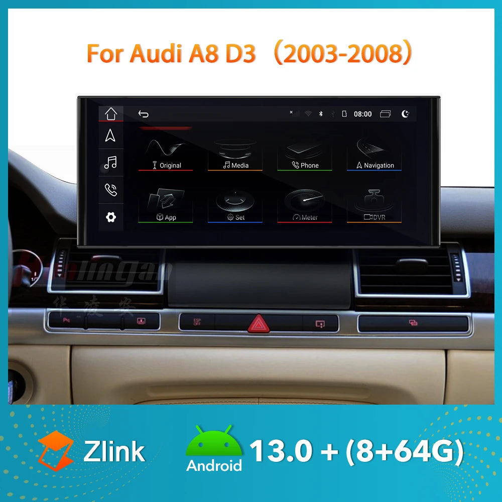 Hualingan 12.3 "car radio upgrade Android CarPlay multimedia for Audi A8 D3 original With aux retrofit touch screen Android Auto
