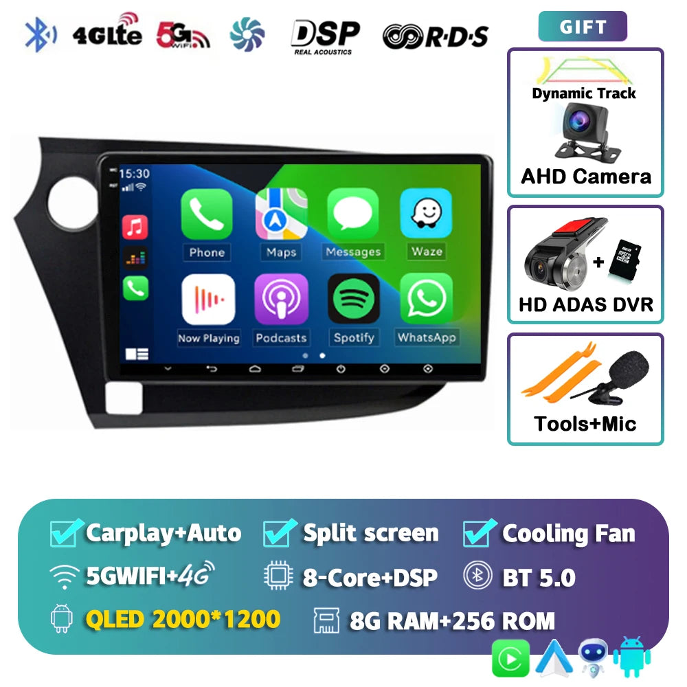 Android 14 Carplay Auto Car Radio Multimedia Player For HONDA INSIGHT 2009-2014 Navigation Autoradio GPS Stereo 2din Head Unit