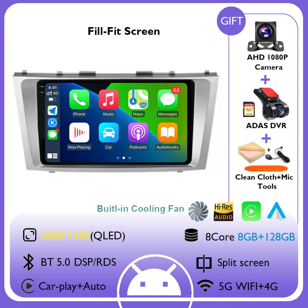 Android 14 Multimedia Player For Toyota Camry XV40 2005 - 2011 Wireless Carplay Auto Radio Car Radio 4G Navigation GPS RDS DSP
