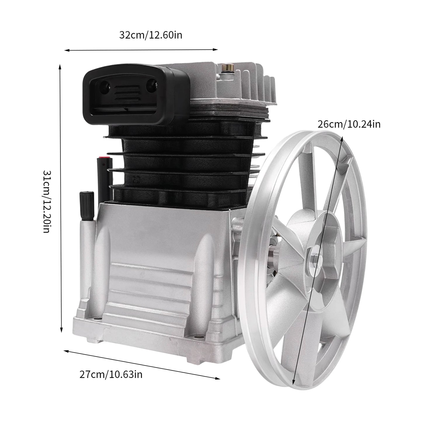 3HP Air Compressor Pump Head Piston Compressor Dual Cylinder Design 960rpm Outstanding Heat Dissipation Low Noise
