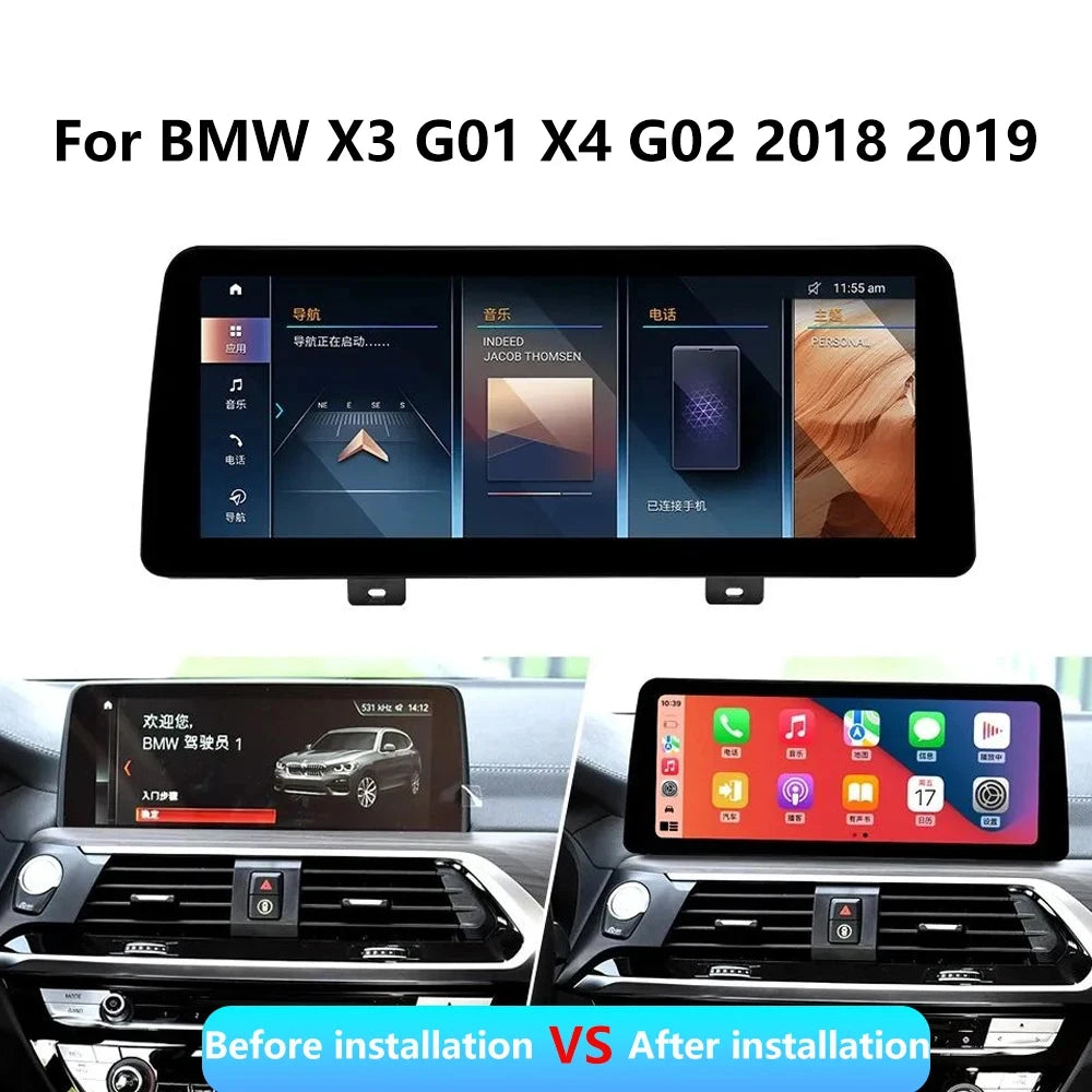 For BMW X3 G01 X4 G02 2018 2019 Car Carplay 12.3 Inch Android Touch Screen Monitor Stereo Speakers Radio Multimedia Player Auto