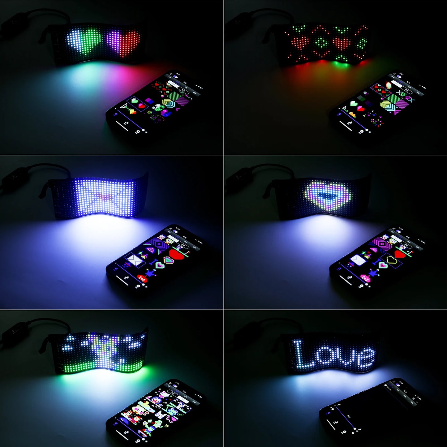 Mini LED Car Sign 6.7''x2.76'' Flexible USB LED Digital Sign App Control DIY Programmable Scrolling Sign for Car Party Festival