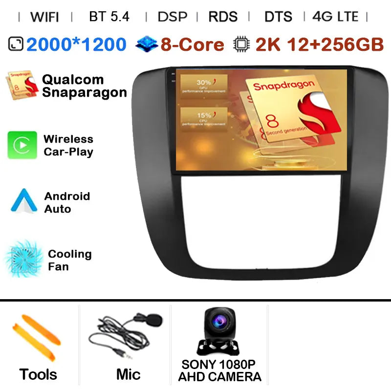 Android 14 Car Radio Multimedia For GMC Yukon 3 GMT 900 for Chevrolet Tahoe 3 III GMT900 2007 -2014 9" Screen Carplay Stereo GPS