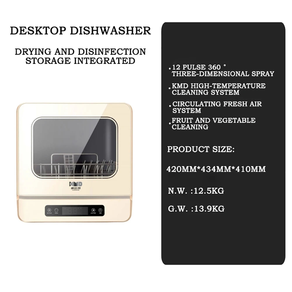 Kitchen Intelligent Lavavajillas Dishwasher Automatic Portable Disinfection Dishwasher Countertop