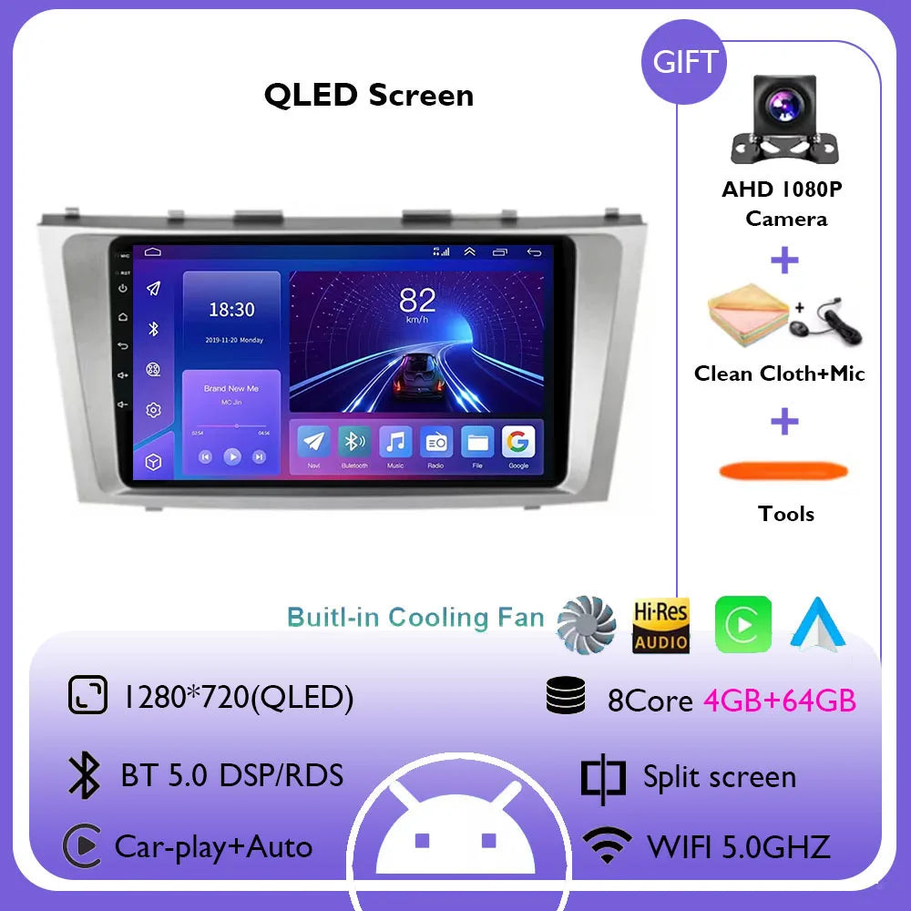 Android 14 Multimedia Player For Toyota Camry XV40 2005 - 2011 Wireless Carplay Auto Radio Car Radio 4G Navigation GPS RDS DSP
