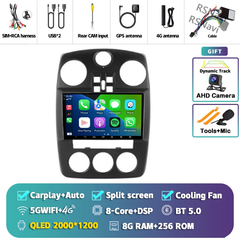 Android 14 Carplay For Chrysler PT Cruiser 2000-2010 2 Car Radio Multimedia Player Din GPS Navigation Autoradio Stereo Head Unit