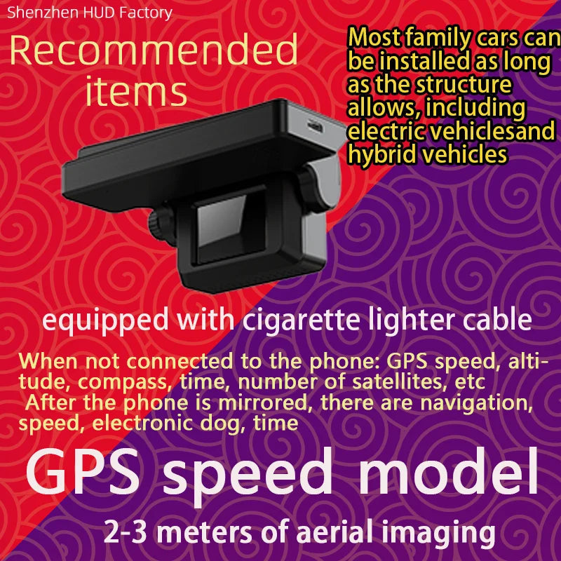 HUD navigator;Split HUD;speedometer,altimeter;Wireless CarPlay/Hicar/Android Auto Screen mirroring;2-3 meters of aerial imaging