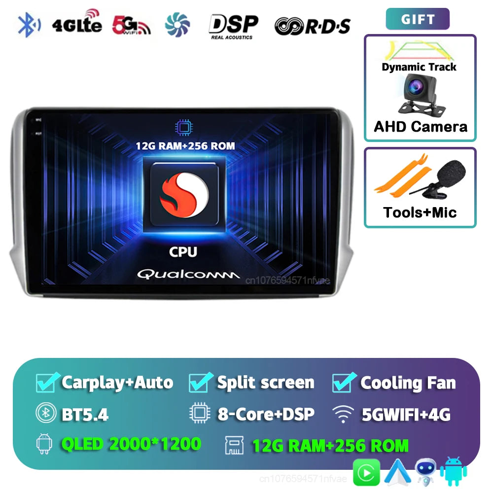 Android 14 For Peugeot 2008 208 2012-2018 Car Radio Multimedia Player Navigation GPS Wireless Carplay Android Auto Stereo 2Din