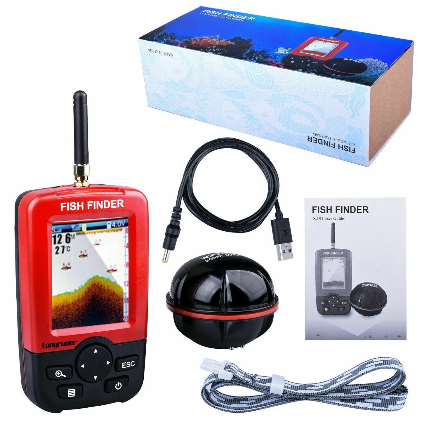 VERY100 500M RC Wireless Fishing Bait Boat GPS Position Hook/Bait post,LCD GPS Sonar Fish Finder,Bag,Batteries for Angling Sport