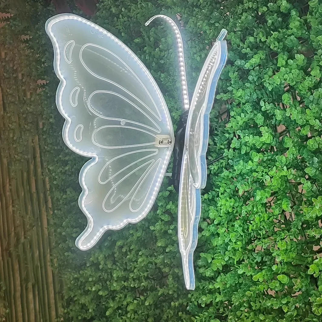 2pcs LED Outdoor Simulation Dynamic Static Butterfly Lights Holiday Party Home Christmas Decorations