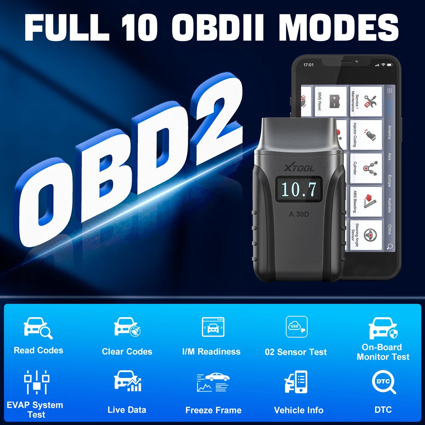 XTOOL A30D OBD2 Scanner Full System Code Reader With CAN FD 13 Special Functions Diagnostic Tool for All Car