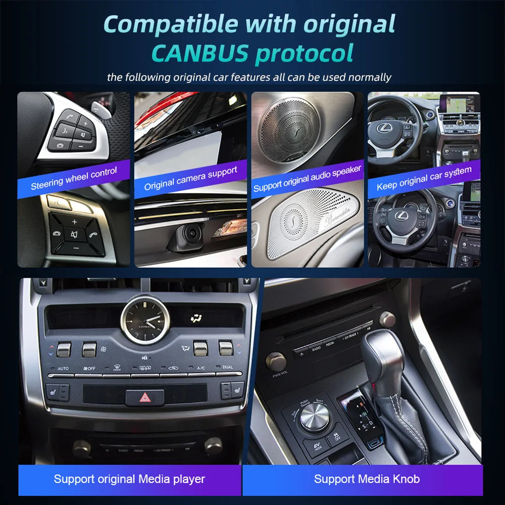 Nunoo Android 14 CarPlay Auto Radio For Lexus NX NX200 NX200T NX300h 2014-2021 Multimedia Navigation GPS DSP 4G WiFi