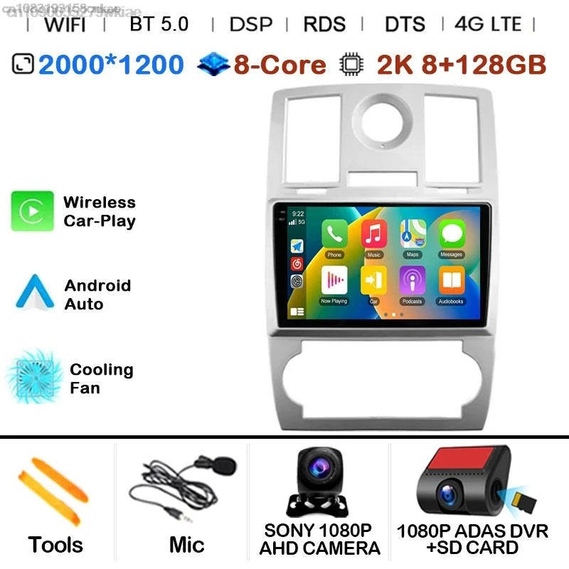 Android 14 For Chrysler 300/300C 2004-2011 Car Radio Stereo Wifi Navi Multimedia Video Player Autoradio 2Din 9in GPS Navi Maps