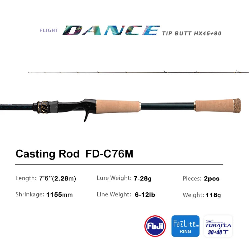 PURELURE DANCE S822H ML H Spinning Rod For Bass High Carbon Long Throwing Fishing Rod In FUJI Accessories, Plus Spinning Reel