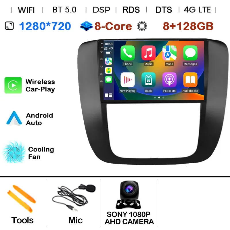 Android 14 Car Radio Multimedia For GMC Yukon 3 GMT 900 for Chevrolet Tahoe 3 III GMT900 2007 -2014 9" Screen Carplay Stereo GPS