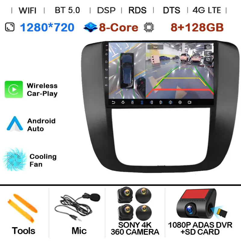 Android 14 Car Radio Multimedia For GMC Yukon 3 GMT 900 for Chevrolet Tahoe 3 III GMT900 2007 -2014 9" Screen Carplay Stereo GPS