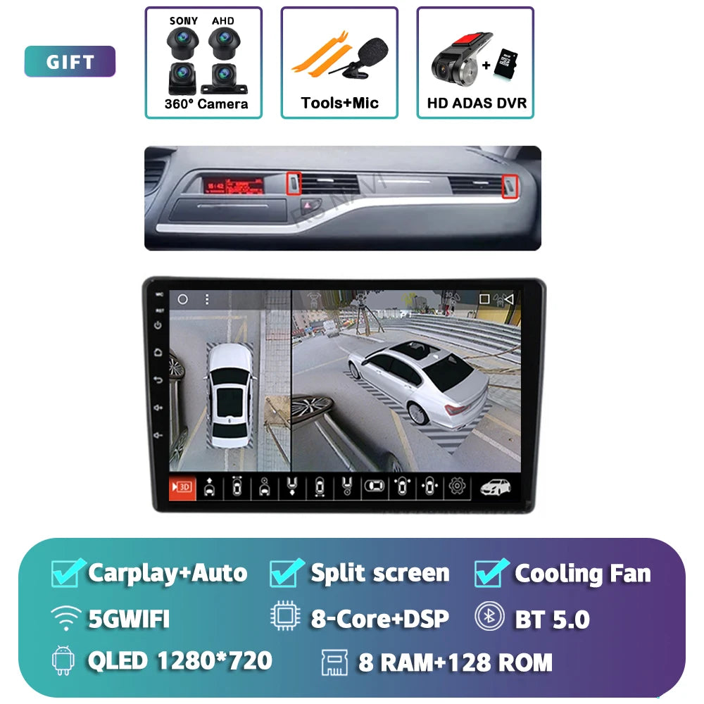 Android 14 Carplay Car Radio Multimedia For Citroen C5 2008 2009 2010 -2017 navigation video DVD Autoradio Stereo 2din Head Unit