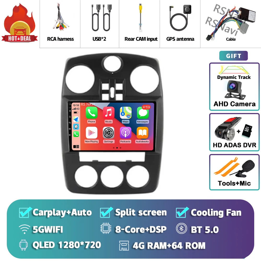 Android 14 Carplay For Chrysler PT Cruiser 2000-2010 2 Car Radio Multimedia Player Din GPS Navigation Autoradio Stereo Head Unit