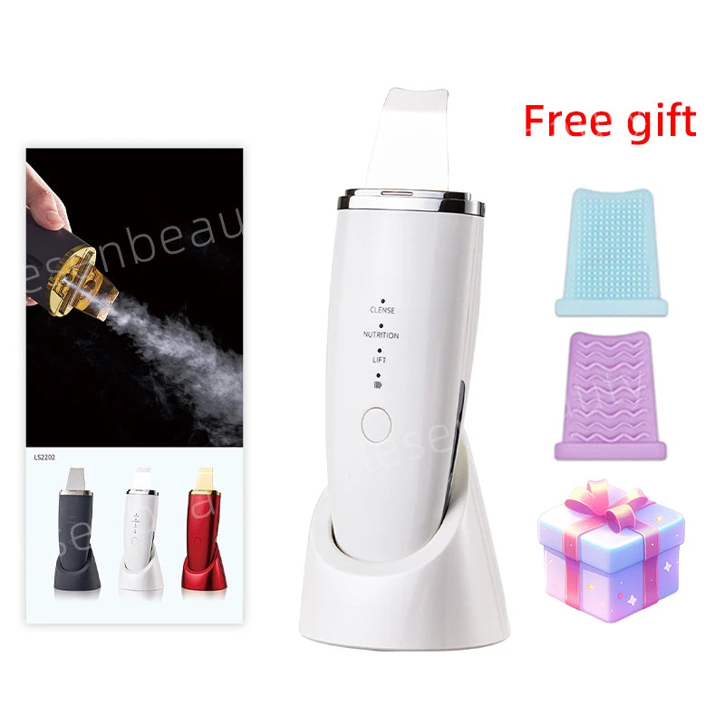 New Ultrasonic Skin Scrubber Vibration Face Spatula Blackhead Remover Shovel Clean Cavitation Peel
