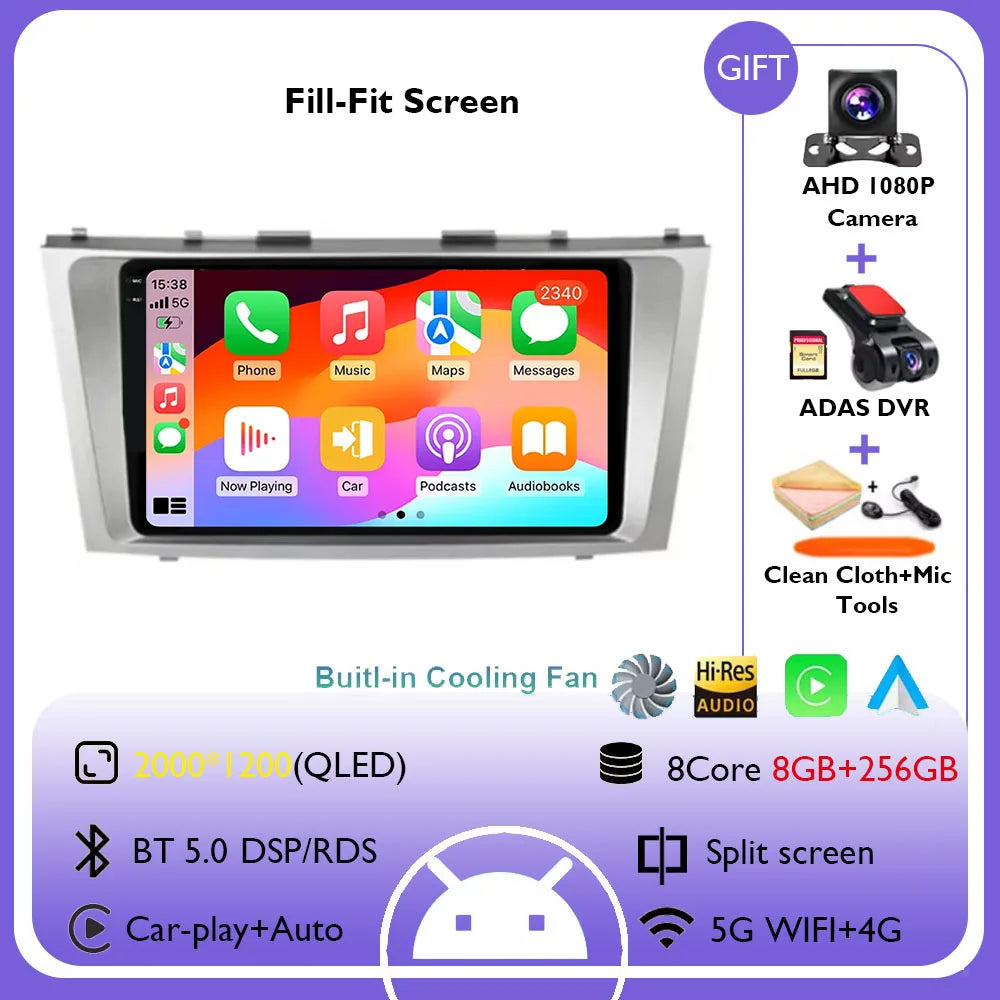 Android 14 Multimedia Player For Toyota Camry XV40 2005 - 2011 Wireless Carplay Auto Radio Car Radio 4G Navigation GPS RDS DSP