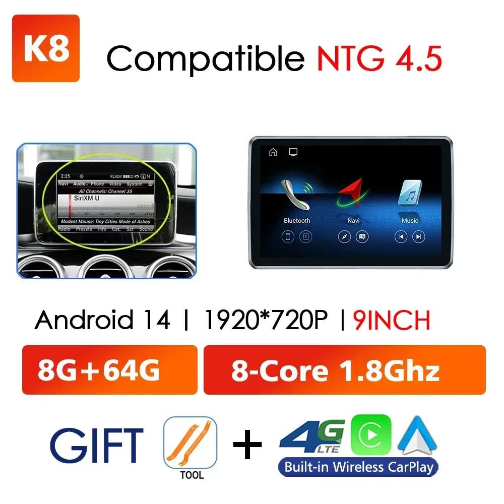 Android 14 Auto Carplay Touch Screen For Mercedes Benz ML GL W166 X166 2011-2015 Car Video Radio GPS Navigation Stereo 4G WIFI