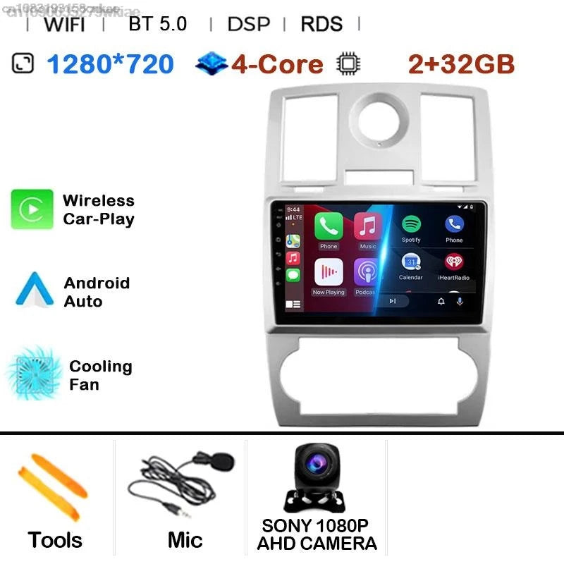 Android 14 For Chrysler 300/300C 2004-2011 Car Radio Stereo Wifi Navi Multimedia Video Player Autoradio 2Din 9in GPS Navi Maps