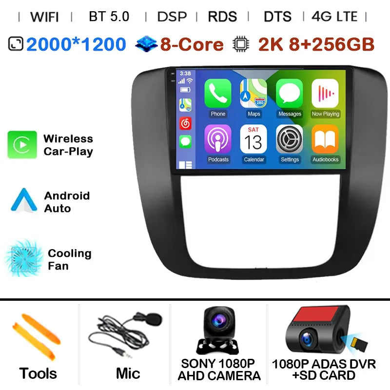 Android 14 Car Radio Multimedia For GMC Yukon 3 GMT 900 for Chevrolet Tahoe 3 III GMT900 2007 -2014 9" Screen Carplay Stereo GPS