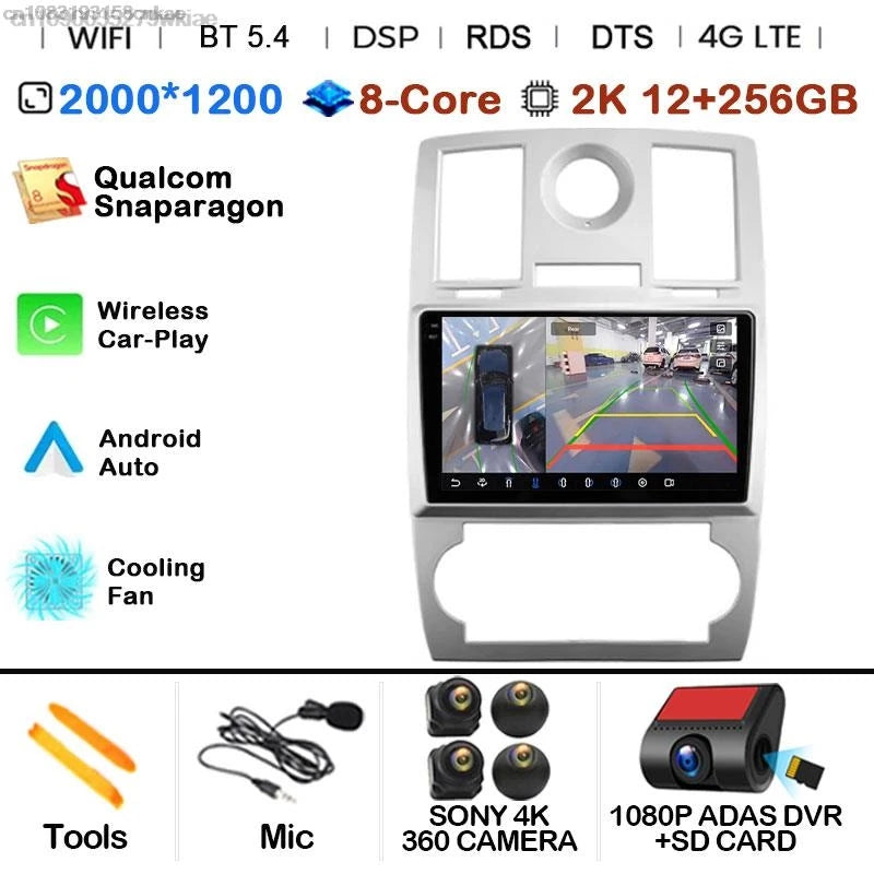 Android 14 For Chrysler 300/300C 2004-2011 Car Radio Stereo Wifi Navi Multimedia Video Player Autoradio 2Din 9in GPS Navi Maps