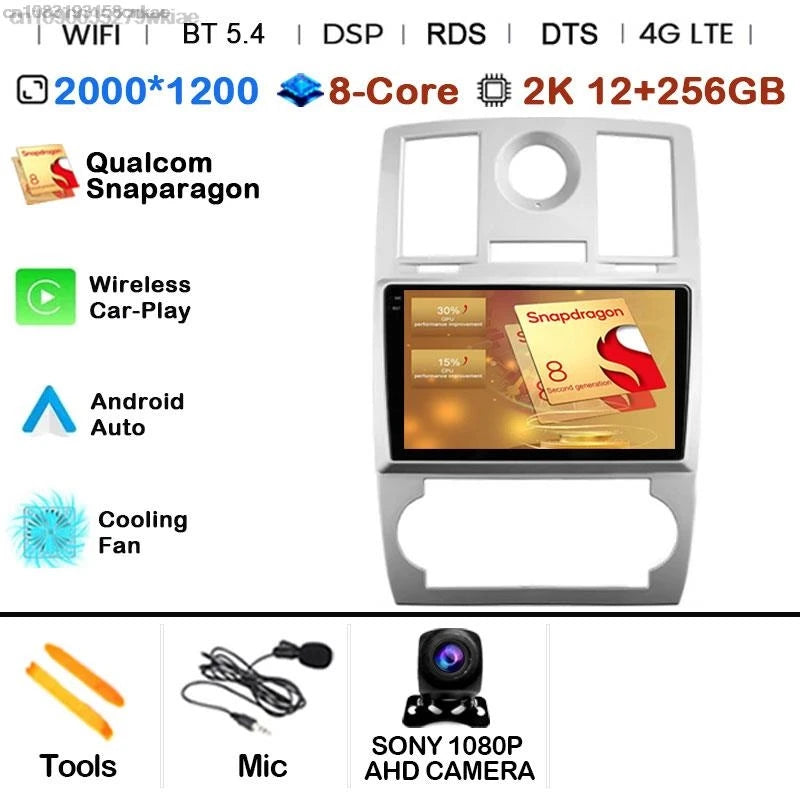 Android 14 For Chrysler 300/300C 2004-2011 Car Radio Stereo Wifi Navi Multimedia Video Player Autoradio 2Din 9in GPS Navi Maps