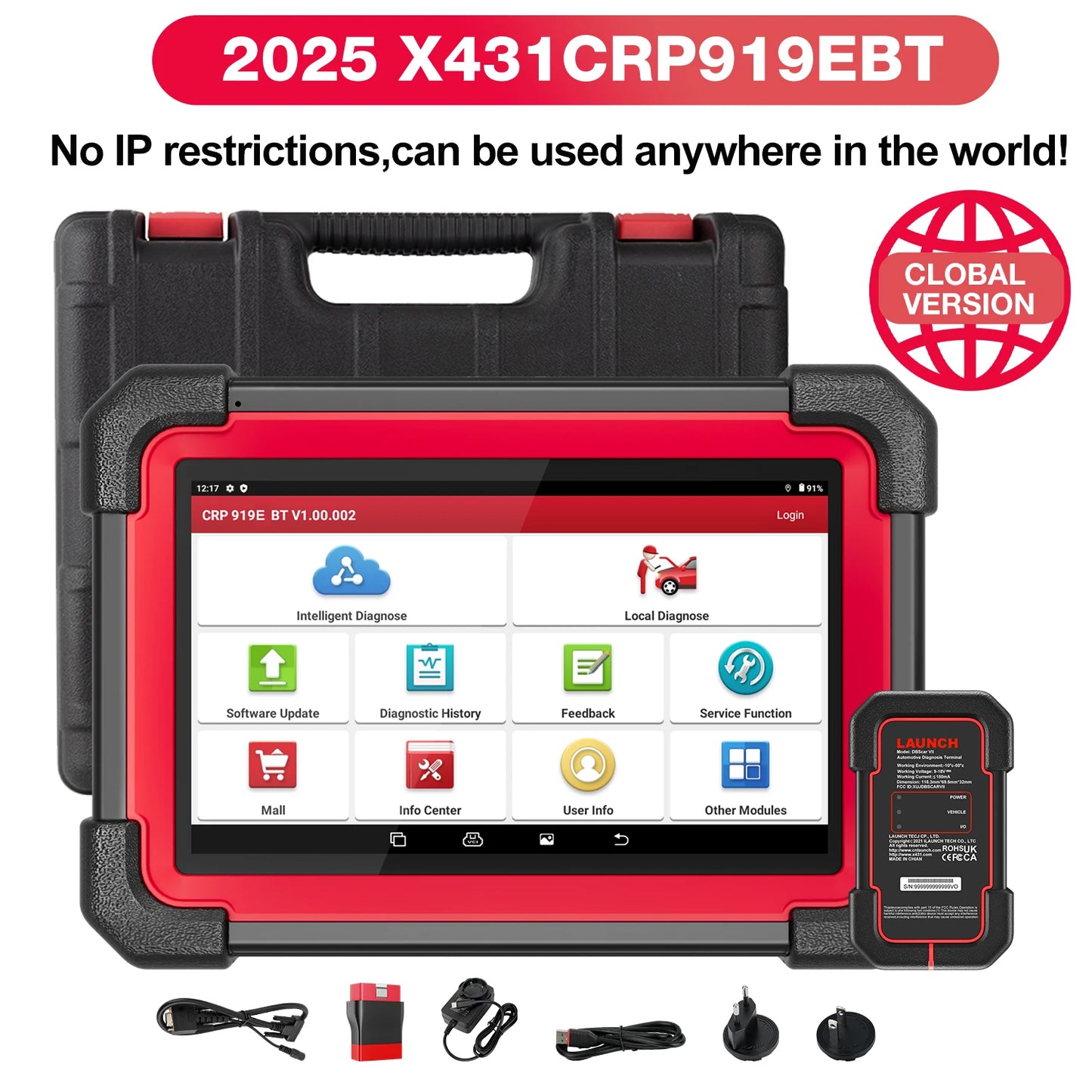 2025 NEW LAUNCH X431 CRP919E BT OBD2 Scanner Bidirectional Scan Tool added CAN FD/DoIP OE-Level All System Diagnostic,with BT ad