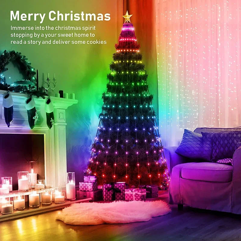 2.1M LED Christmas Tree Decorative Light Lntelligent IDeal LED APP Application Control DIY Lmage Light String for Quick Shipping