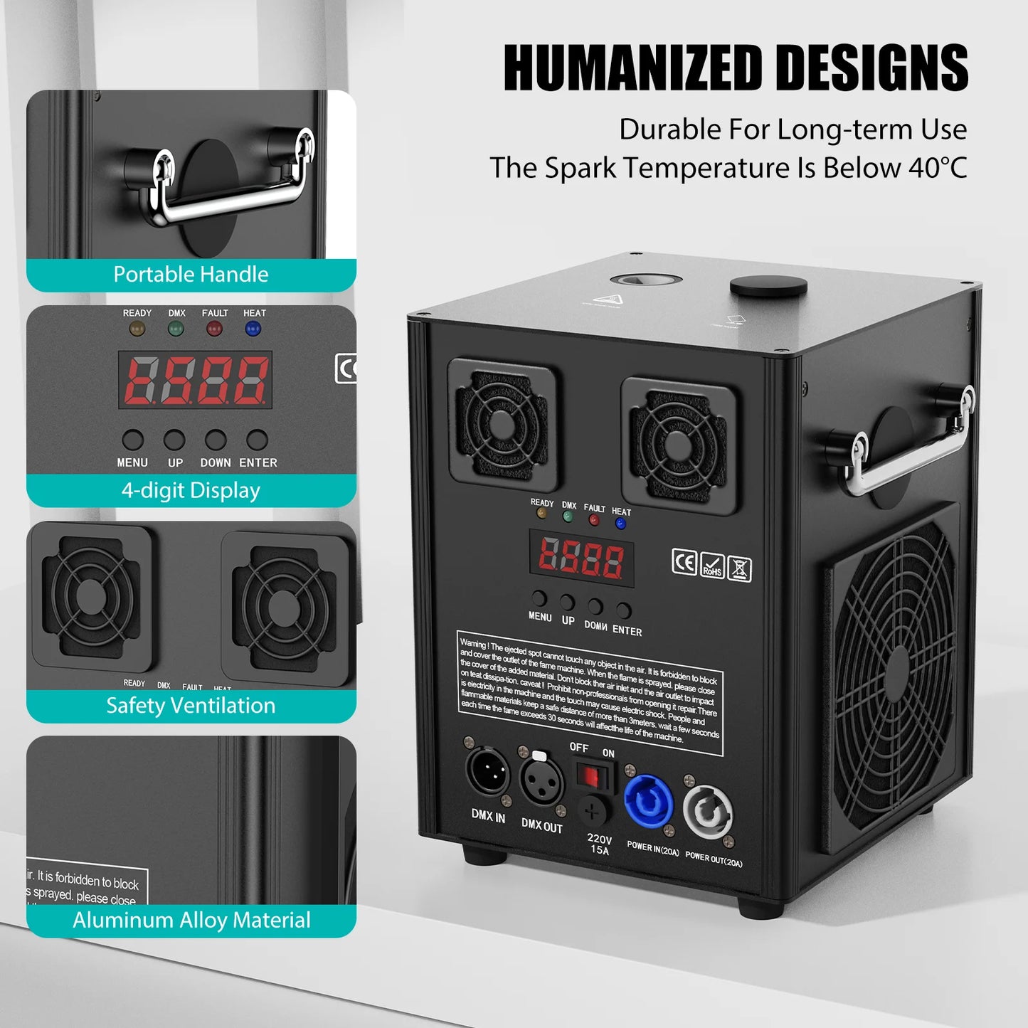 Yiflamefly 4Pcs 700W Pyrotechnics Machines Cold Spark Fireworks Machine Dmx512 With Remote Control for Party Christmas Wedding