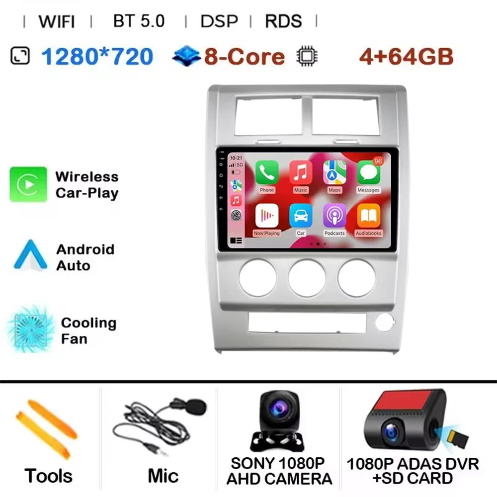 Android 14 Carplay+Auto For Jeep Cherokee KK Liberty 2007 - 2012 Car Radio Multimedia Video Player Navigation GPS 4G Autoradio