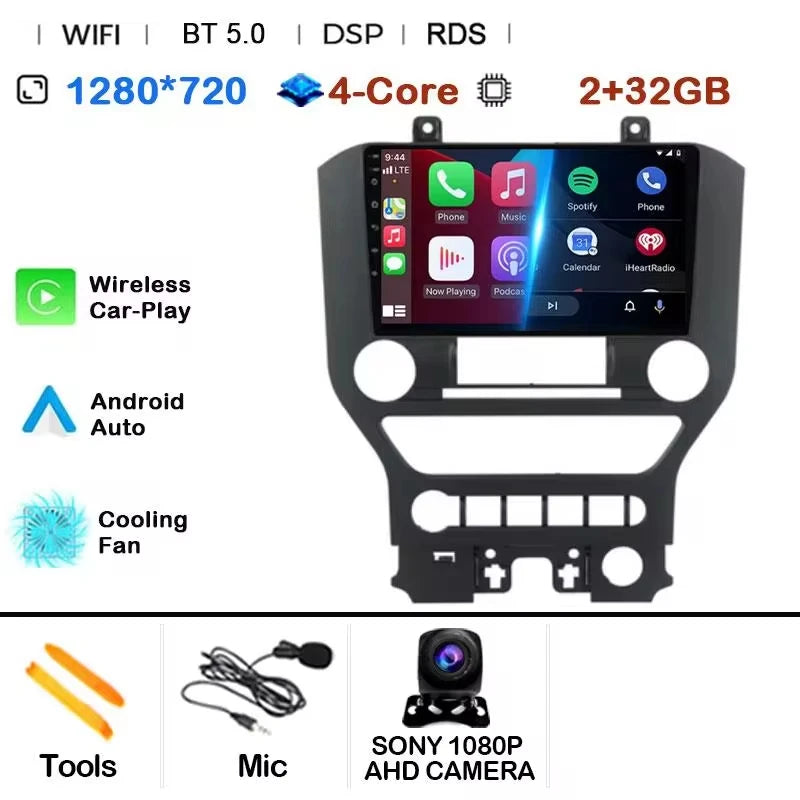 Android 14 9'' Car Radio For Ford Mustang 6 VI S550 2014 - 2021 Auto Carplay Multimedia Vedio player Navigation GPS 4G WIFI GPS