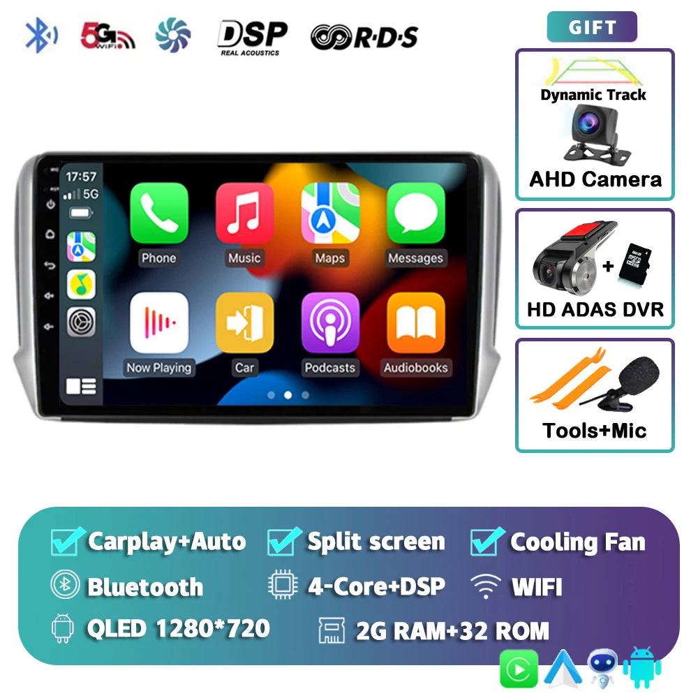 Android 14 For Peugeot 2008 208 2012-2018 Car Radio Multimedia Player Navigation GPS Wireless Carplay Android Auto Stereo 2Din